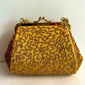 La Regale Gold Beaded Mini Bag